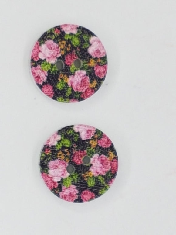 BUTTONS - 15MM WOODEN - ROSES