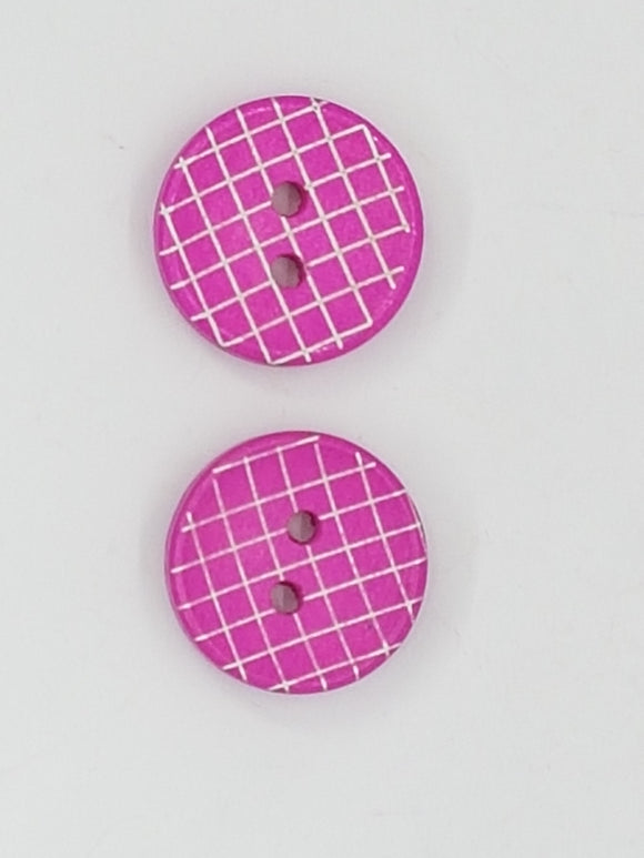 BUTTONS - 15MM WOODEN - CHECK PATTERN
