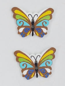 BUTTONS - 23x26MM WOODEN - BUTTERFLIES