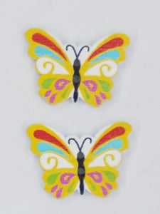 BUTTONS - 23x26MM WOODEN - BUTTERFLIES