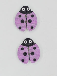 BUTTONS - 16x18MM WOODEN - LADYBUGS