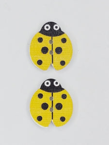 BUTTONS - 16x18MM WOODEN - LADYBUGS