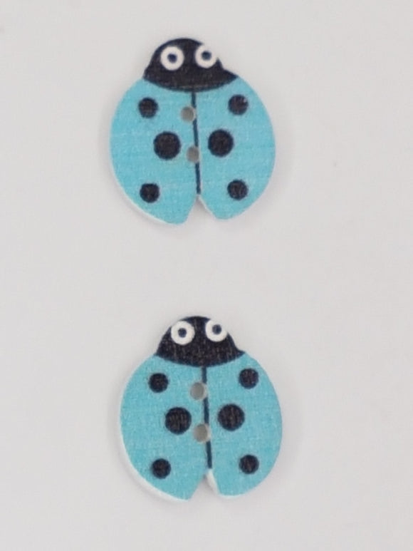 BUTTONS - 16x18MM WOODEN - LADYBUGS
