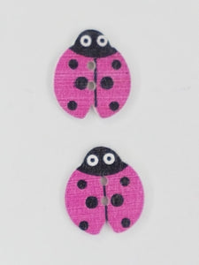BUTTONS - 16x18MM WOODEN - LADYBUGS