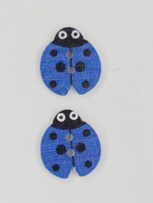 BUTTONS - 16x18MM WOODEN - LADYBUGS