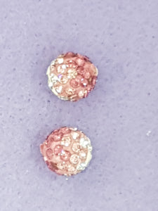 10MM TWO TONE RHINESTONE - POLYMER CLAY BEADS - PINK/DARK PINK