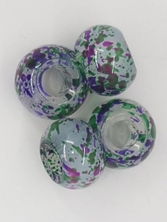 15MM LARGE HOLE GLASS RONDELLES - PURPLE/GREEN