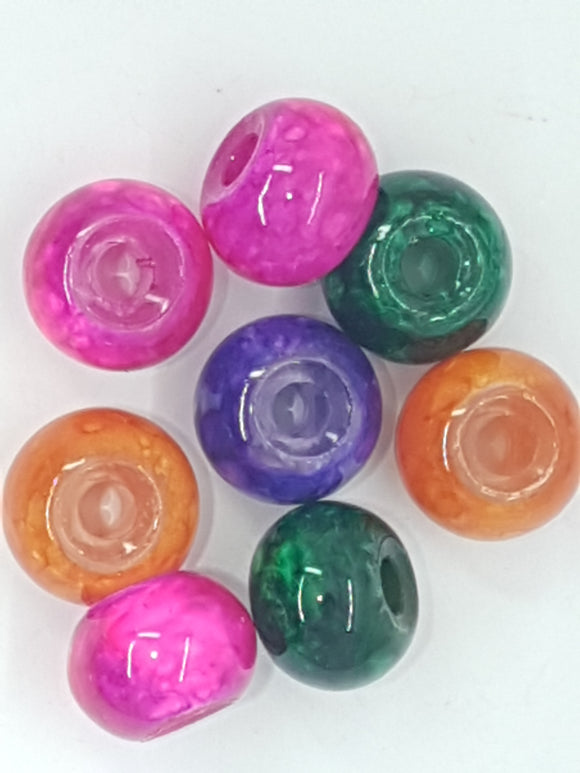 12MM LARGE HOLE GLASS RONDELLES - MIXED