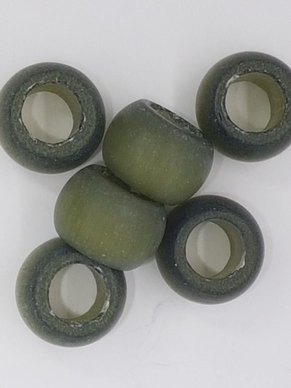 12-14 x 7.8MM LARGE HOLE CAT'S EYE RONDELLES - MATT OLIVE