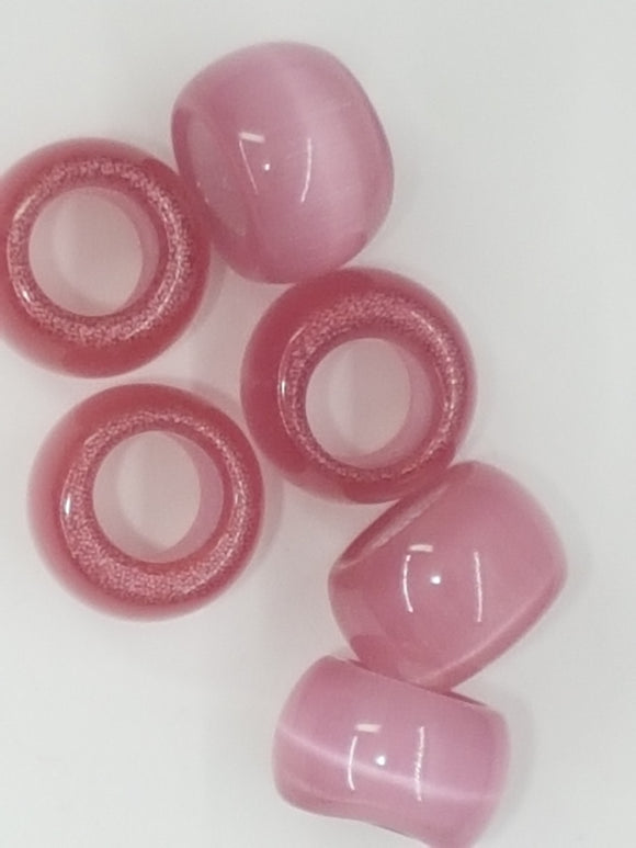 12-14 X 7.8MM LARGE HOLE CAT'S EYE RONDELLES - PINK