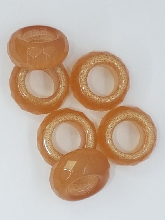 12-14 x 5.6MM LARGE HOLE CAT'S EYE FACETED RONDELLES - CAMEL