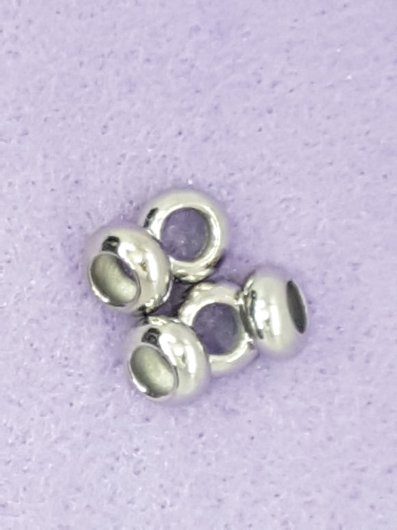 8 X 4MM BRASS LARGE HOLE RONDELLE - PLATINUM