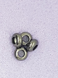 8 X 4MM BRASS LARGE HOLE RONDELLE - GUNMETAL