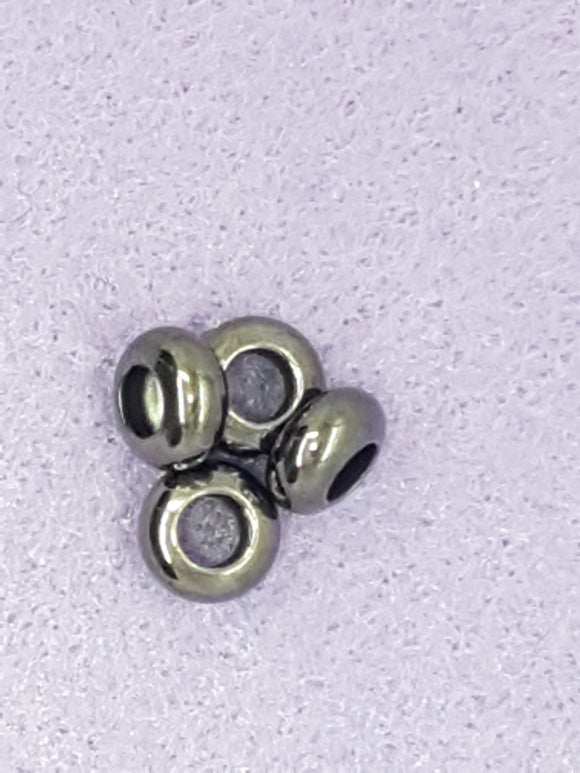 8 X 4MM BRASS LARGE HOLE RONDELLE - GUNMETAL