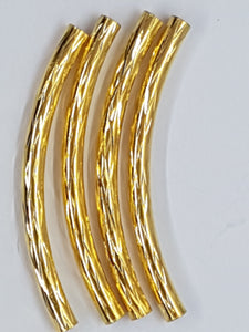 METAL -40mm - BRASS TUBE BEADS - GOLD - TWIG PATTERN