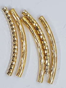 METAL -35 x 45mm - BRASS TUBE BEADS - GOLDEN