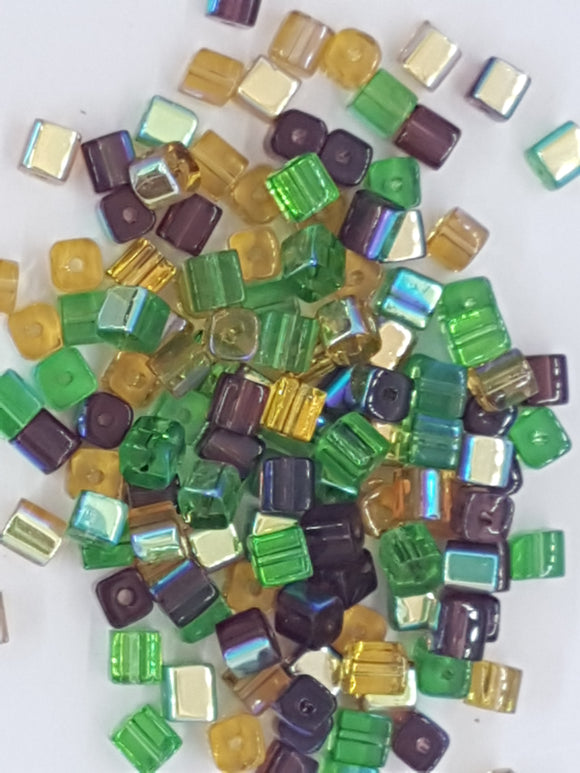 CUBES - 4MM GLASS CUBES - MIXED