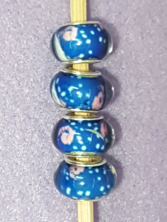 14MM LARGE HOLE ACRYLIC RONDELLES - DARK BLUE/PINK
