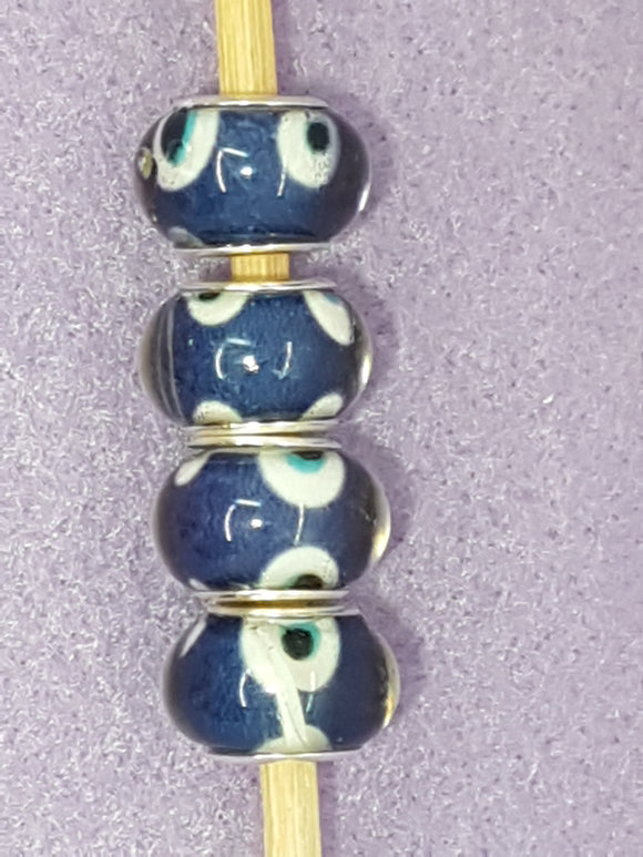 14MM LARGE HOLE ACRYLIC RONDELLES - BLUE/WHITE