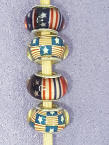 14MM LARGE HOLE ACRYLIC RONDELLES - MIXED STARS & STRIPES