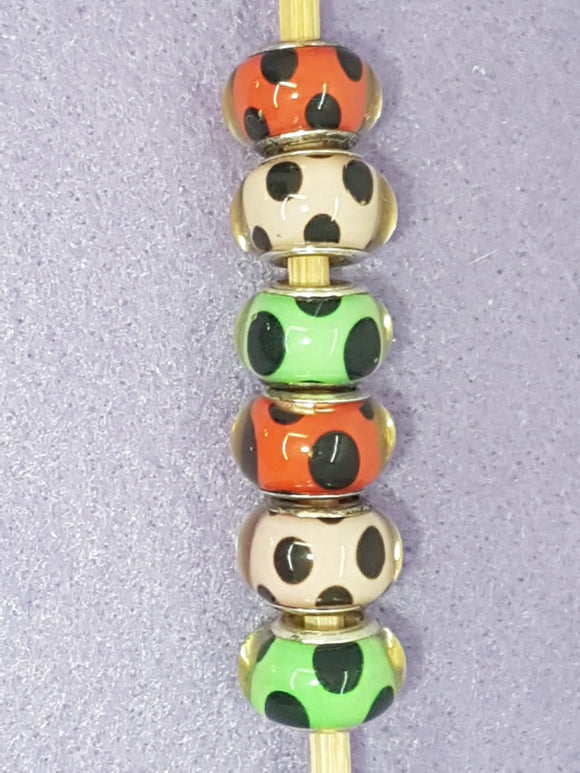 14MM LARGE HOLE ACRYLIC RONDELLES - SPOTS - MIXED COLOURS
