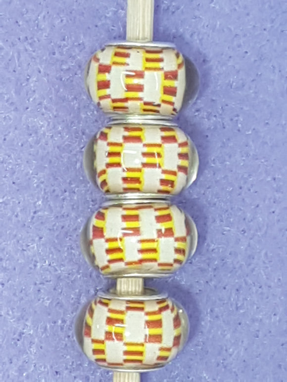 14MM LARGE HOLE ACRYLIC RONDELLES - YELLOW/ORANGE/RED