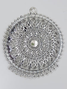74 X 67 X 5MM TIBETAN STYLE ALLOY CHANDELIER - ANTIQUE SILVER