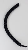 CORD - RUBBER  - HOLLOW - 5-6MM WITH BLACK RESIN RHINESTONES