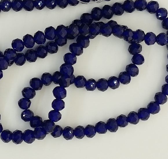 4MM GLASS FACETED RONDELLE BEADS - DARK BLUE