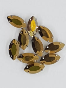 12x6MM GLASS RHINESTONE HORSE EYE MONTEE - BRONZE AB