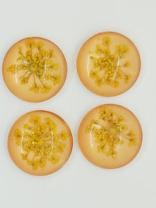 CABOCHON - 20MM GLASS H/MADE HALF DOME WITH DRIED FLOWERS