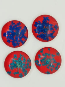CABOCHON - 20MM GLASS H/MADE HALF DOME WITH DRIED FLOWERS