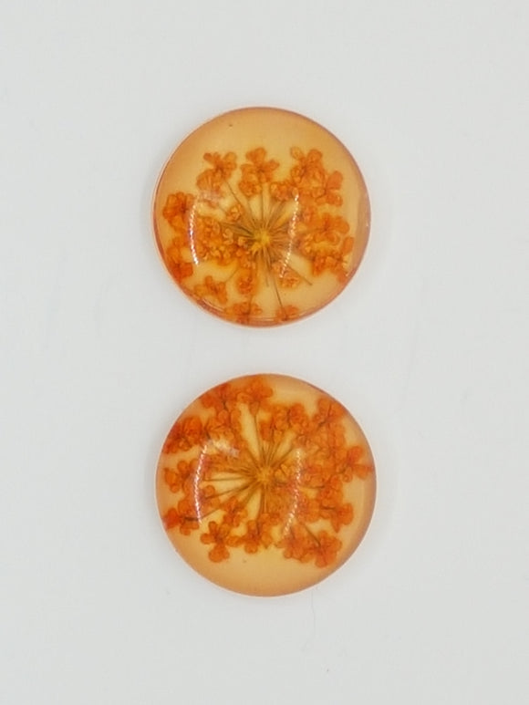 CABOCHON - 20MM GLASS H/MADE HALF DOME WITH DRIED FLOWERS