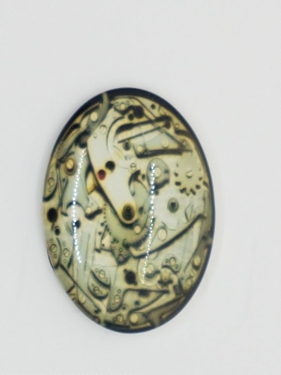 CABOCHON - 35 X 25MM GLASS H/MADE OVAL - STEAMPUNK 4