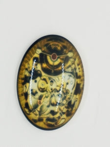 CABOCHON - 35 X 25MM GLASS H/MADE OVAL - STEAMPUNK 6