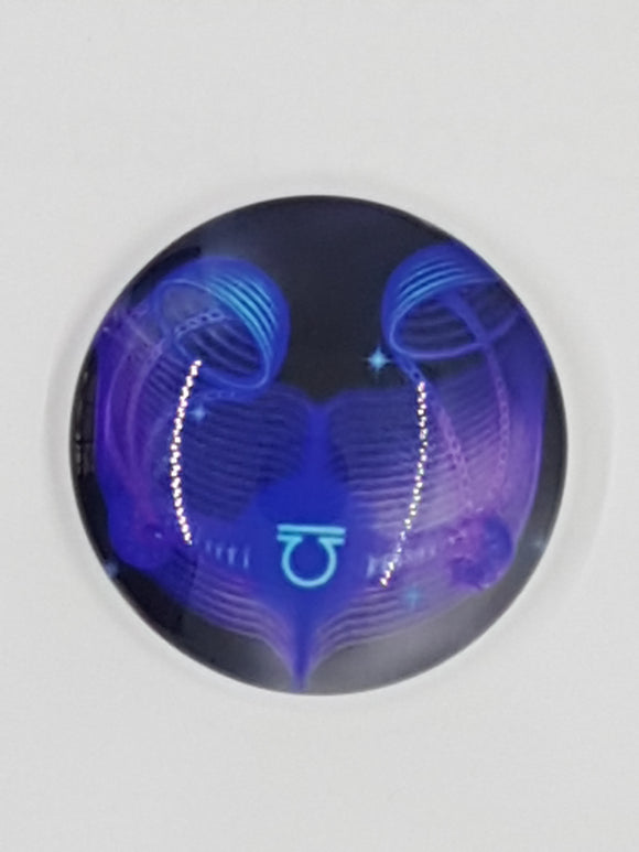 CABOCHON - 25 X 6MM GLASS ROUND - STAR SIGN LIBRA