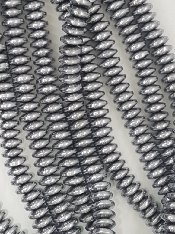 8 X 3MM NON MAGNETIC SYNTHETIC HEMATITE DISC BEADS
