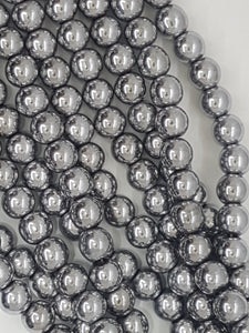 8MM MAGNETIC SYNTHETIC HEMATITE ROUND BEADS