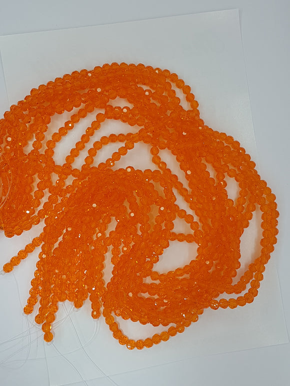 6MM GLASS FACETED BEADS - ORANGE