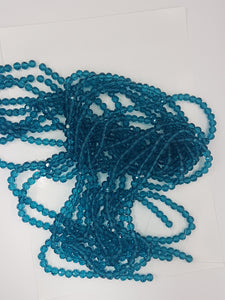 6MM GLASS FACETED BEADS - STEEL BLUE