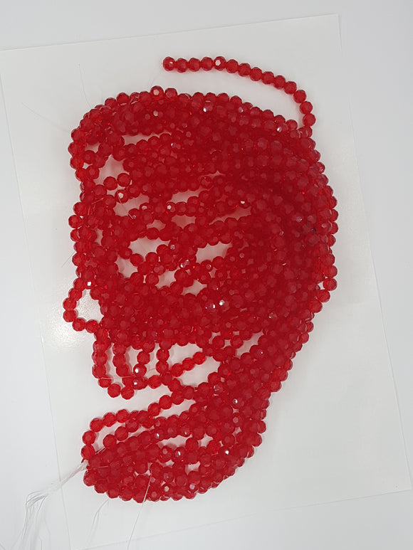 6MM GLASS FACETED BEADS - RED