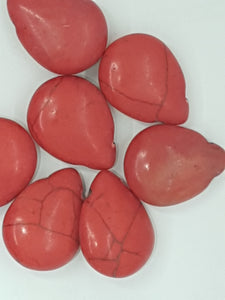 19 X 14.5 X 7MM DYED SYNTHETIC TURQUOISE TEARDROP BEADS - RED