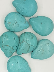 19 X 14.5 X 7MM DYED SYNTHETIC TURQUOISE TEARDROP BEADS - AQUA