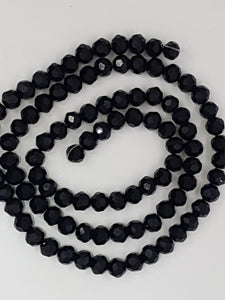 6MM GLASS FACETED ROUND BEADS - BLACK