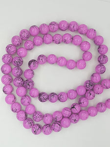 10MM  GLASS BEADS - LIGHT PURPLE/BLACK SPLASH