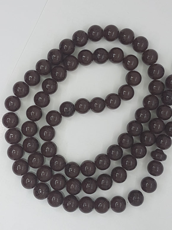 10MM  GLASS BEADS - DARK BROWN/BLACK SPLASH