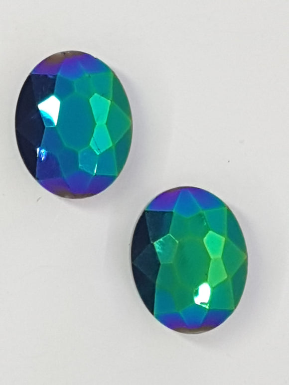 OVALS - 20 X 16MM FACETED CRYSTAL GLASS - E. PLATED VITRAIL