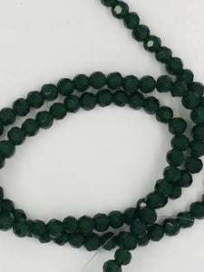 4MM GLASS FACETED ROUND BEADS - OPAQUE - XMAS GREEN