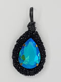 CORD - RUBBER  - HOLLOW - 5-6MM WITH BLACK RESIN RHINESTONES