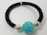 CORD - RUBBER  - HOLLOW - 5-6MM WITH BLACK RESIN RHINESTONES